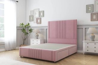 Sloomy Harrington Plush Divan Base 2 Drawers 26 Headboard & 12 Footboard in Pink | Size: Small Single