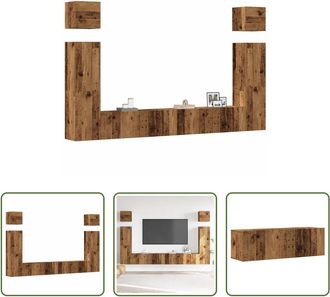 vidaXL Vidaxl Conjunto De Mueble De Tv 6 Piezas Montado La Pared Madera Vieja