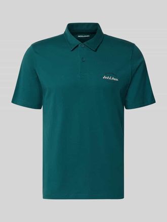 Jack & Jones Jack & Jones Poloshirt mit Label-Print Modell BRANDON in Petrol, Gr&ouml;&szlig;e XXL