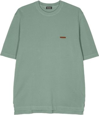 Ermenegildo Zegna stripe-detail T-shirt - men - Cotton - 48 - Green
