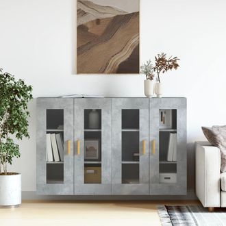vidaXL Vidaxl - Armarios De Pared 2 Uds Madera De Ingenier&iacute;a Gris Hormig&oacute;n