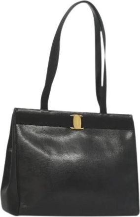 Ferragamo Tweedehands leren schoudertassen - Dames - Vintage Schoudertas - Zwart - ONE Size - Leer - Vintage