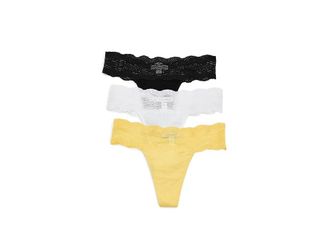Cosabella Dolce Thong - 3 Pack Set Womens Underwear Parasole Black White, Cotton/Elastane/Polyamide