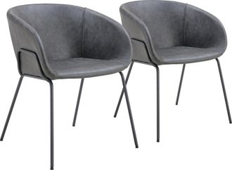 Happy Garden Lote De 2 Sillas De Polipiel Gris Oscuro Andre
