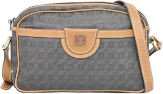 Loewe Pre-owned Cross Body Bags, female, Gray, Size: ONE SIZE Pre-owned Canvas Shoulder Bag