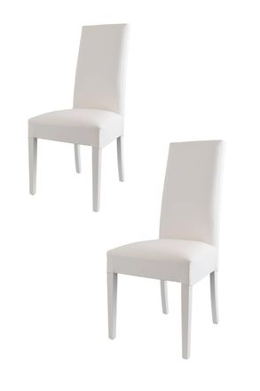 Tommychairs Tommychairs 2 Sillas Glory En Haya, Asiento En Polipiel Blanca