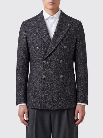 Tagliatore Double-Breasted Virgin Wool and Silk Blend Blazer with Peak Lapels