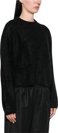 Soft Goat Truien & Vesten, Dames, Zwart, M, Wol, Fuzzy Ronde Hals Trui