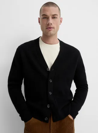 Le 31 Mens V-neck Cardigan Sweater Recycled lambswool