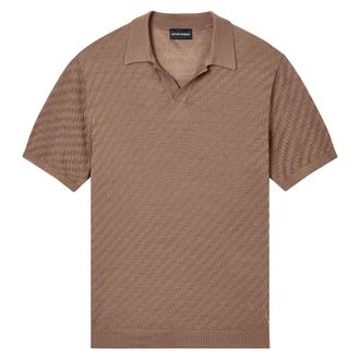 Emporio Armani Polo-kraag trui - Heren - Polos - Bruin - XL - Wol - Tops