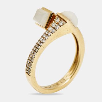 Marli Cleo Moonstone Diamonds 18K Yellow Gold Ring