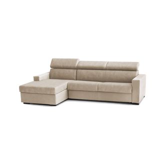 Dmora Sof&aacute; Fijo Eliana, Sof&aacute; De Esquina, 100% Made In Italy, Sof&aacute; De Sal&oacute;n Con Chaise Longue, En Tela Acolchada - Pen&iacute;nsula Contenedor Izquierda, Con Reposa