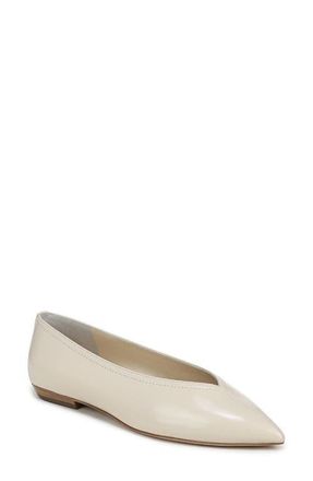 Veronica Beard Bancroft Pointed Toe Flat in Limestone Ivory Leather at Nordstrom, Size 7.5