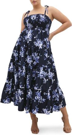 City Chic Marli Floral Print A-Line Dress in Amalfi Floral at Nordstrom, Size Xxxs