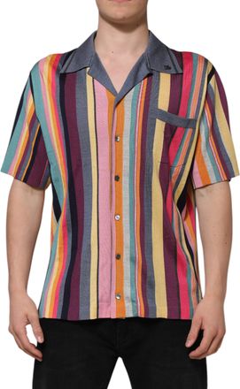 Dolce & Gabbana Multicolor Stripes Collared Men Polo Mens T-shirt (Pre-Owned)