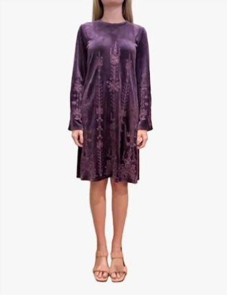 Johnny Was Marik Bounce Velour Kimono Sleeve Dress In Purple Pennant