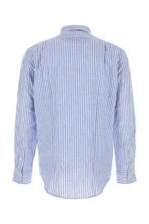 Polo Ralph Lauren Mens Embroidered Linen Blend Shirt 7232abluewhite Exterior: Cotton Camicie
