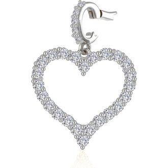 Lafonn Amara Simulated Diamond Open Heart Pendant Charm in Silver at Nordstrom