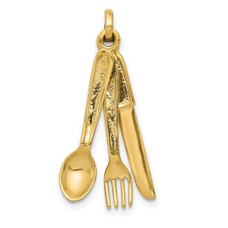 Diamond2Deal 14k Yellow Gold Knife, Fork Spoon Charm