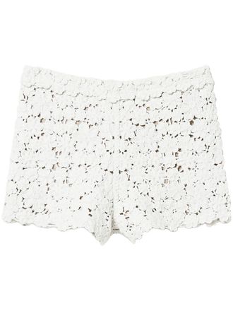 Twin-Set Shorts met geborduurde bloemen - Beige