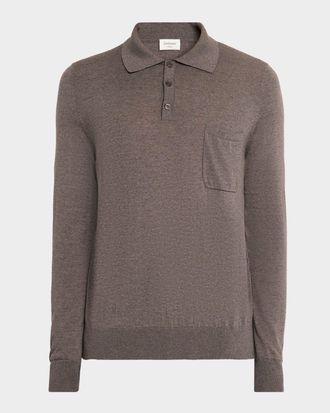 Saint Laurent Men & apos;s Fine Wool Knit Pocket Polo Sweater