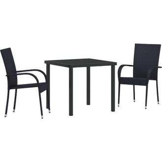 vidaXL Conjunto De Comedor De Jard&iacute;n 3 Pcs Negro Polirat&aacute;n Vidaxl