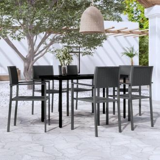 vidaXL Juego De Comedor Para Jard&iacute;n 7 Piezas Negro Vidaxl