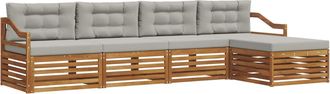 vidaXL Conjunto De Sof&aacute;s De Exterior 5 Uds. Gris Natural Y Claro Vidaxl