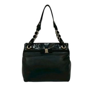 Ferragamo Pre-owned Shoulder Bags, female, Black, Size: ONE SIZE Pre-owned Leather Woven Chain Shoulder Bag