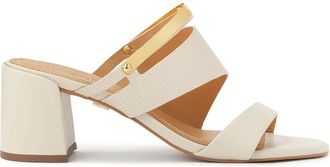 Kazar Heeled Mules met Metalen Banddecoratie - Dames - Muiltjes - Wit - 37 EU - Leer - Schoenen