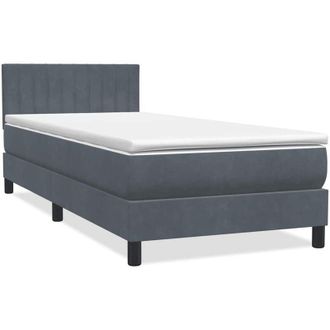 vidaXL Cama Box Spring Con Colch&oacute;n Terciopelo Gris Oscuro 90x220 Cm Vidaxl