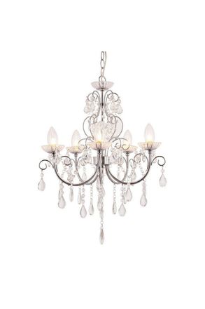 Netlighting Tabitha 5 Light Bathroom Ceiling Pendant Light Chrome Clear Crystal (K9) Glass Detail IP44 G9
