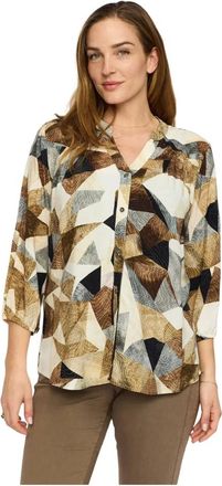 2-Biz Overhemden, Dames, Veelkleurig, S, Gouden Shirt met ¾ Mouwen