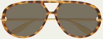 Bottega Veneta 63mm Acetate & Metal Aviator Sunglasses