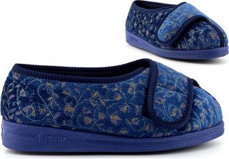 Generic Womens Extra Wide Fit Slippers Ladies Rubber Sole Slippers Size 9 Ladies Wide Slipper Size 6 Womens Touch Fastening Slipper Rubber Sole Touch Fastenin