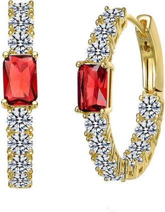 Rachel Glauber 14k Gold Plated with Colored Cubic Zirconia Inside-Out Hoop Earrings