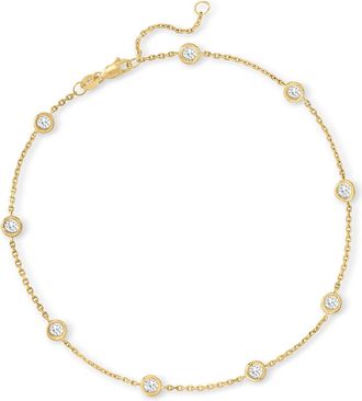 Ross-Simons Diamond Station Anklet in 14kt Yellow Gold