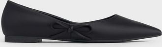 Charles & Keith Satin Bow Pointed-Toe Flats