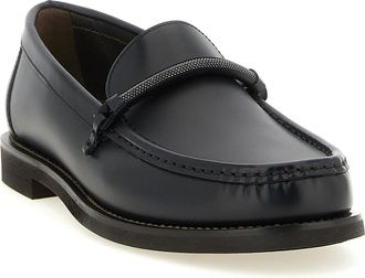Brunello Cucinelli Womens Black Calfskin Slip-On Loafers