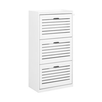 SoBuy Zapatero con 3 solapas y 2 ganchos madera blanco