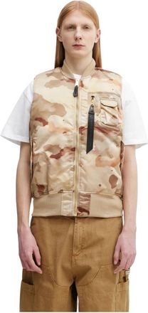 Alpha Industries Ma-1 Base Vest - Heren - Bodywarmers - Beige - M - Leer - Jassen