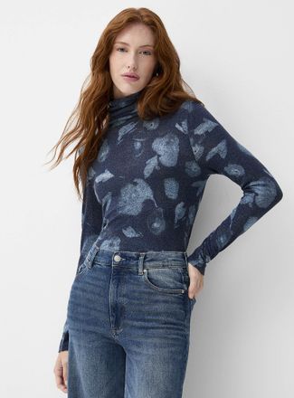Contemporaine Womens Turtleneck floral brushed T-shirt