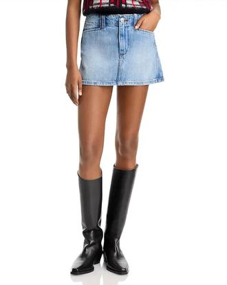 Re/Done The Slacker Denim Mini Skirt In Mid Fade