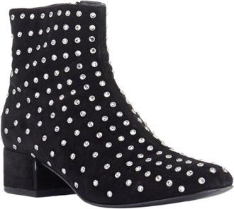 Saint Laurent Womens Suede Strass Crystal Embellished Bootie Shoe (Authentic Pre-Loved)