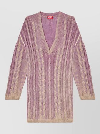 Diesel ribbed v-neck long-sleeve knitted mini dress