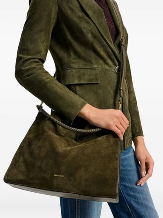 Veronica Beard braided handle shoulder bag - women - Suede - One Size - Green