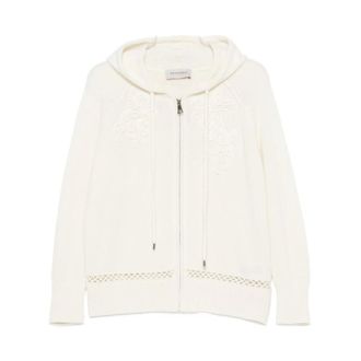 Ermanno Scervino Sudadera con capucha y bordado floral - Sweatshirts & Hoodies - Mujer - Blanco - 2XS
