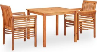 vidaXL Vidaxl - Set Comedor De Jard&iacute;n 3 Pzas Y Cojines Madera Maciza De Acacia