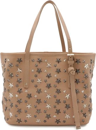 Jimmy Choo London Pink Beige Leather Shoulder Bag Tote Bag (Pre-Owned)