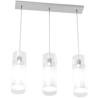 Top-Light Top-light - Sospensione Contemporanea Cilinder Metallo Cromo Vetro Satinato 3 Luci E27